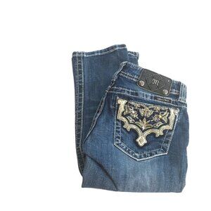Miss Me Jeans Womens 26 Blue Capri Embellished Pocket Stretch Denim JW5766P2